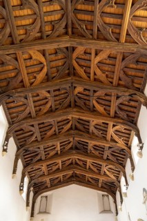 Ceiling, interior view, St Mary's Church, Bibury, The Cotswolds, England, Great Britain