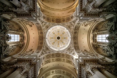 Interior view, ceiling with dome based on St. Peter's Basilica in Rome, Theatine Church, officially
