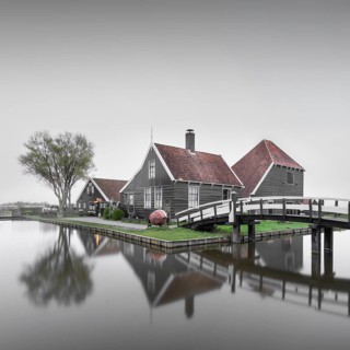 Rural landscape in the Netherlands at the famous tourist resort of Zaanse Schans in Holland.
