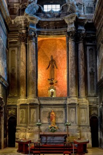 St. Dominic Church interior, Chapel and statue, Lisbon, Portugal