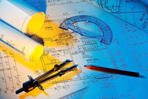 Construction plan for a residential building. Drawings and plans by an architect, Austria