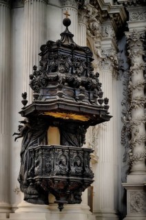 Interior view, pulpit, Theatine Church, officially St. Kajetan and Adelaide, Munich, Bavaria,