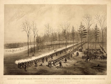 Lithograph of the attack of the 1st Brigade under Colonel M. B. Walker during the Battle of Stones