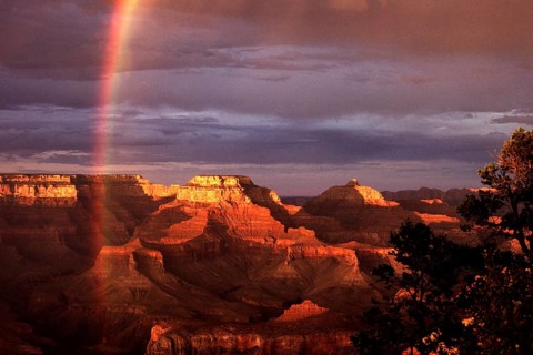 Geography, travel, rocky landscape, Grand Canyon, South Rim, rainbow, Arizona, USA, Canyon