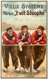 Advertising poster, beverage advertisement, poster from 1907 promotes Vieux Système Genever from