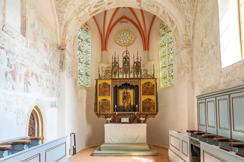 Altar of the fortified church in Cisnadie or Heltau, Transylvania, Romania
