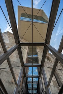 Modern entrance to today's museum from the Documentation Center, Documentation Center