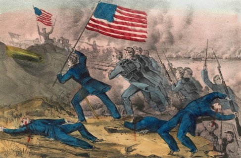 Capture of Roanoke Island in North Carolina by Union troops on February 8, 1862, assault by Union