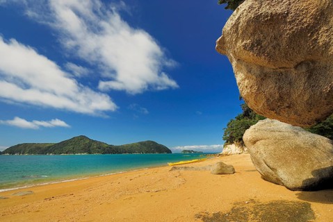 Sandy beach Beach, Abel Tasman National Park, Tasman Sea, Nelson Region, South Island New Zealand