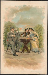 Advertising poster, beverage advertisement, color lithograph with the title Stolen Sweets Or One On