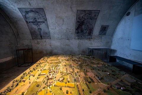Historical battle diorama of the Battle of Montebello during the Second Italian War of