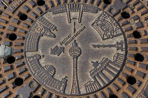 Cast-iron manhole cover in Berlin