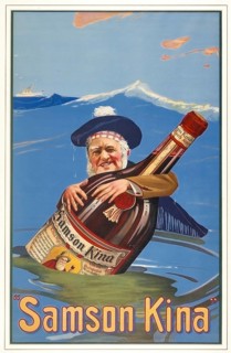 Advertising poster, beverage advertisement, Samson Kina advertising poster by J.L. Goffart from