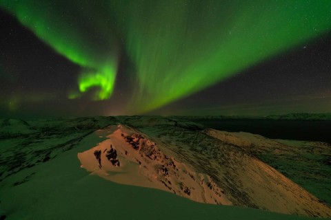Northern Lights (Aurora borealis), Söröya, Finnmark, Norway, December 2018