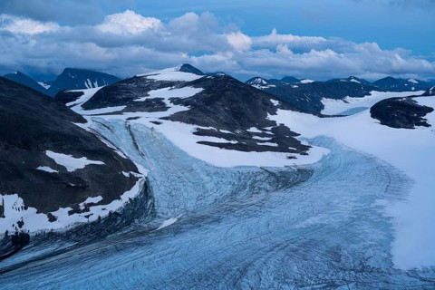 The Oarjep Ruohtesjiegna glacier, Sarek National Park, Laponia World Heritage Site, Norrbotten,