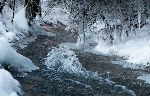 Greiz, Thuringia, Triebitzbach, Bach, Brook, ice, rivers, ice, landscape, snow, Vogtland, winter