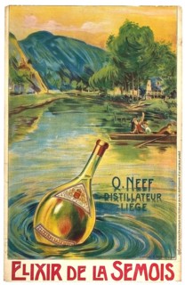 Advertising poster, beverage advertisement, poster promotes Elixir de la Semois, a liqueur from Q.