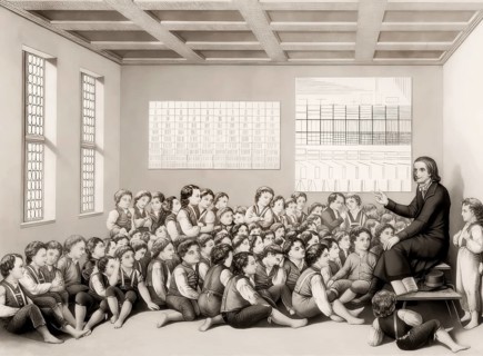 Pestalozzi with the orphans of Stans, school for orphans, Stans, canton of Nidwalden, Switzerland,