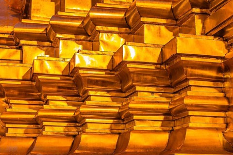 Gilded base of a temple tower, Old City Center, Chiang Mai, Thailand