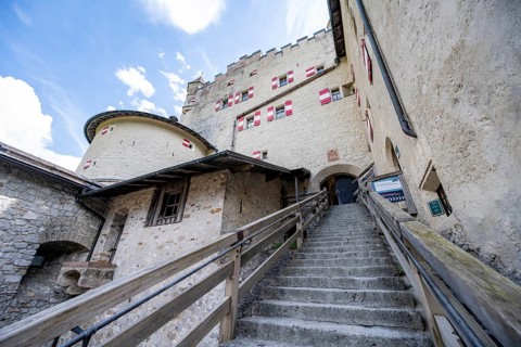 Entrance stairs to Hohenwerfen Fortress, Werfen, Pongau, Salzburg state, Austria