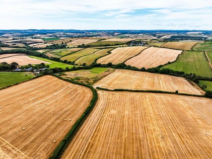 Cornwall Fields and Farms from a drone, Polruan, Cornwall, EnglandDefault
