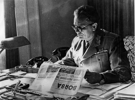 Portrait of Josip Broz Tito, Tito, the head of government, reading a newspaper, 1947 Josip Broz