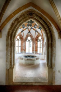 Interior view, fountain chapel, fountain house in the cloister, Blaubeuren Abbey, Swabian Jura,