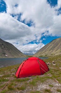 Tent on a mountain lake, Rendalen, Hedmark, Norway Bivouac, Norway