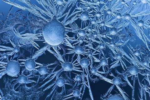 Ice crystals, ice, close-up, patterns, snowflakes, structures