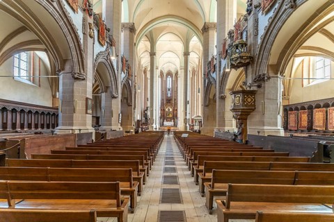 Interior of the Black Church in Brasov or Kronstadt, Transylvania, Romania