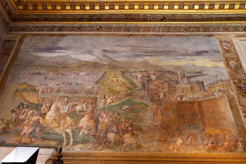 Wall painting of the Siege and Fall of Aquileia in the Parliament Hall, Castello di Udine,