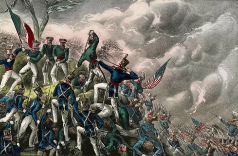 Lithograph by Nathaniel Currier from 1847 depicting the Battle of Cerro Gordo on April 18, 1847