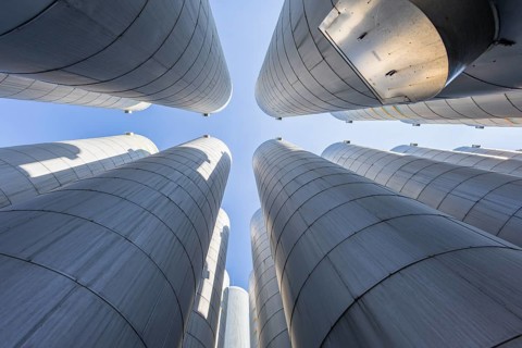 Innovationskraftwerk Dresden-Reick Hot water storage for district heating, Dresden, Saxony, Germany