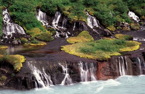 Iceland, waterfall, waterfalls, Husafell, river
