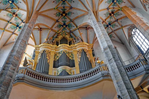 Large Silbermann organ, Freiberg Cathedral St. Marien, religious building, interior, Silberweg