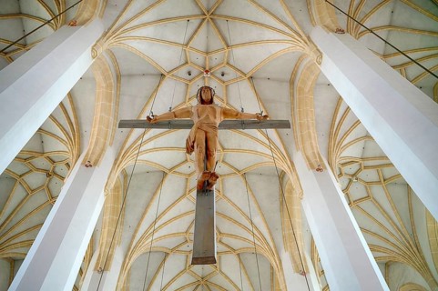 Interior view, crucifix, Jesus Christ on the Cross, Church of Our Lady, Cathedral of Our Lady,
