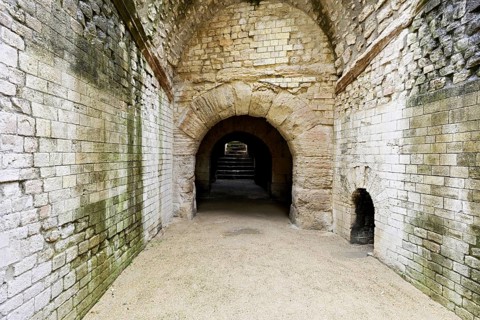 Interior view, walls of the Roman Amphitheatre, Arles, southern France, France