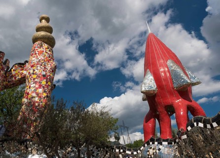 Red Fantasy Rocket, Giardino dei Tarocchi or Garden of Tarot, by Niki de Saint Phalle and Jean