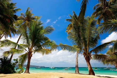 Beach on Boracay, Philippines, Asia, Boracay island, palm beach, beach, cumulus clouds, dream beach
