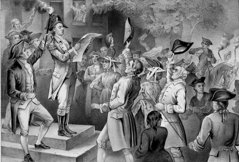 Lieutenant Colonel Tench Tilghman announcing the news of Lord Cornwallis's surrender from the steps