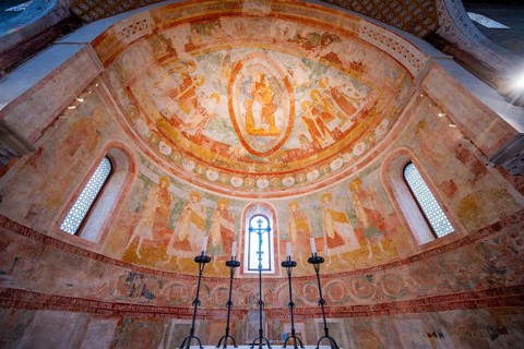 Maxentische crypt with colorful frescoes, Cripta degli Affreschi, Basilica di Santa Maria Assunta,