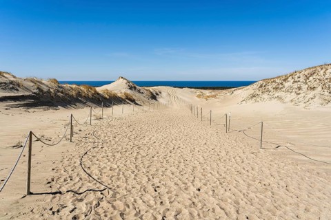 The Gray Dunes, or the Dead Dunes is sandy hills with a bit of green specks at the Lithuanian side