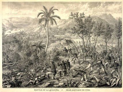A lithograph by Kurz & Allison from 1898 depicts the Battle of Las Guasimas on 24 June 1898 during