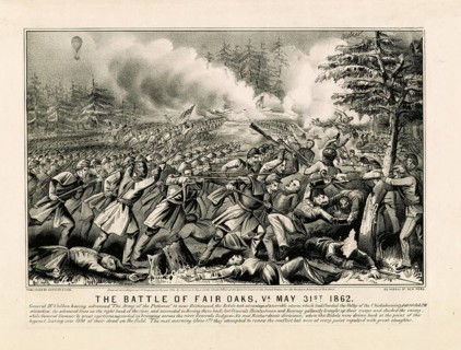 Illustration of the Battle of Fair Oaks, also known as the Battle of Seven Pines, which took place