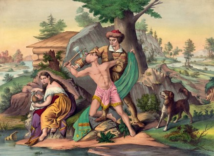 The scene depicts the American pioneer and explorer Daniel Boone (1734–1820) in a dramatic