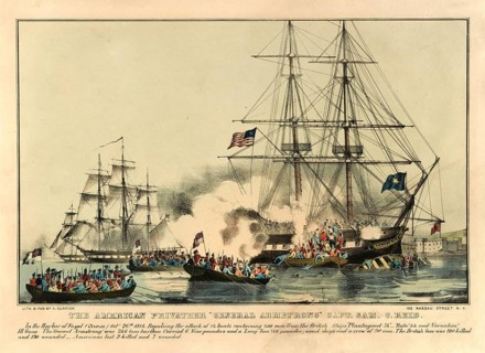 Attack by British boats on the American privateer General Armstrong, under the command of Captain