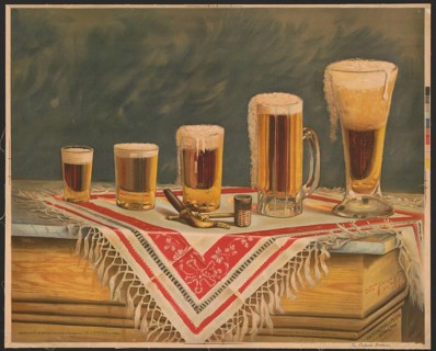 Advertising poster, beverage advertisement, chromolithograph from 1891 with the title The Toper's