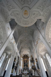 Interior with vault and chancel of the Court Church of Our Lady, a late Renaissance building built