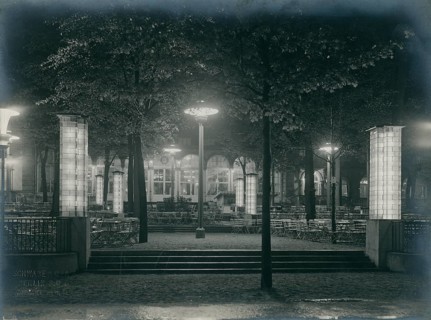Berlin, zoological garden, garden restaurant, modern lighting, destroyed during war, garden at