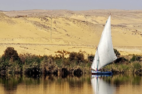 Egypt, Nile, Felucca, Feluke, landscape, boat, sailing ship, Cairo